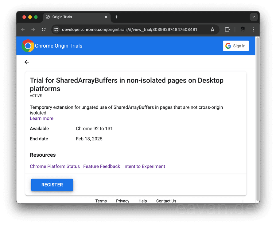Origin Trial 可为域中的 Chrome 用户启用 SharedArrayBuffer（WASM SQLite 的先决条件），而无需启用跨源隔离。